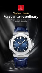 Poedagar Luxury Square Men Watch Date Waterproof Luminous Wristwatch