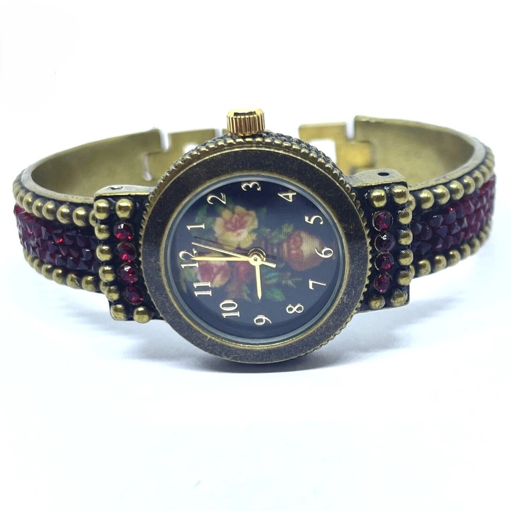 Watch Quarz Analog Michal Negrin Dark red Crystals Elegant Roses Floral style