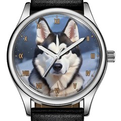 Siberian Husky Portrait Low Poly Art Trendy 38mm Face Wrist Watch