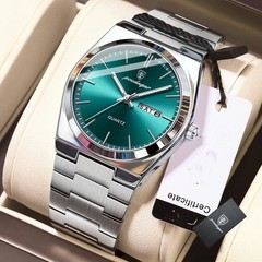 POEDAGAR Fashion Men’s Watch Waterproof Luminous Stainless Quartz Watches w box