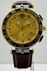 Precious Men’s Versace Greca Chronograph Golden Dial Date Working Wristwatch