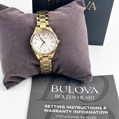 Bulova Sutton 97P150 Women’s Classic Watch White Dial Gold Diamond Watch 28mm