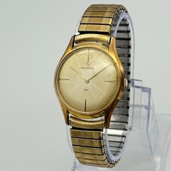 Vintage Men’s 1950s HELBROS Gold Tone Classic Mechanical Dress Watch, 35mm, Runs