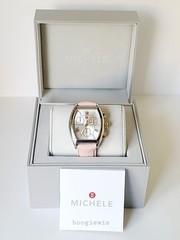 MICHELE SWISS MADE CHRONOGRAPH PINK RELEVE SILVER WATCH, MWW19A000036, NIB