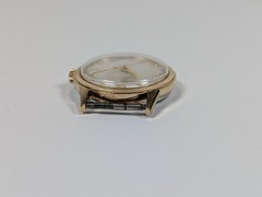 Vtg Caravelle Mens Watch 33mm Linen Dial Gold Tone Manual Wind RUNNING