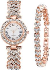 Reloj Casual de Cuarzo Hermoso Brazalete de Cuero con Pulsera de Moda para Mujer