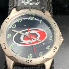 Carolina Hurricanes NHL Game Time Kids Watch Black Nylon Strap Hook and Loop