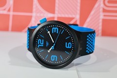 NEW Limited Swiss Swatch BIG BOLD BBBLUE Black And Blue 47mm Watch SO27B101 Lumi