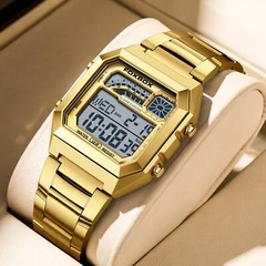 LIGE FOXBOX Men Watch Stainless Steel LED Digital Luminous Waterproof Wristwatch