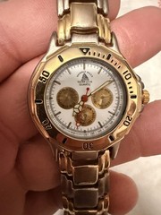 Beverly Hills Yacht Club unisex watch -Gold Dial Silver Band New Battery – Runs