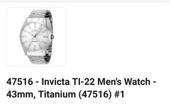 Invicta TI-22 Men’s Quartz Analog Silver Dial 43mm Titanium Bracelet 50m