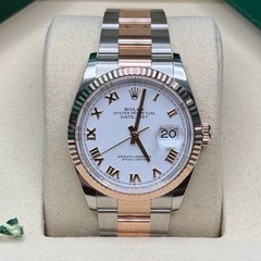 Rolex Datejust 36 NEW 2026 White Roman Dial Two Tone Rose Gold Oyster