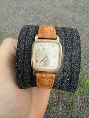 Hamilton Vintage 10K Gold Filled Rectangular Manual Wind Small Seconds Watch