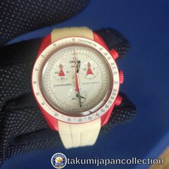 Omega x Swatch Mission to Mars SO33R100 Men’s Watch Red White Chronograph #M-211
