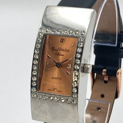 Marcel Drucker Women’s Watch Silver Tone Crystals Salmon Dial New Battery 8.75″