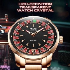 MARK FAIRWHALE Men’s Rose Gold Rotatable Roulette Dial Luminous Quartz Watch Boy