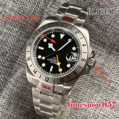 Bliger 39mm Fluted GMT Bezel Case Black Dial NH34A Movement Automatic Men Watch