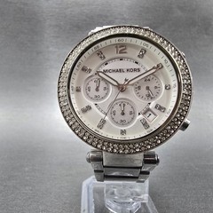 Michael Kors Parker Watch Women 39mm Silver Dial Silver Tone MK-5353 New Battery