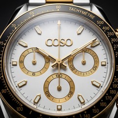 COSO Torvex Chronograph Watch White Dial Gold Sub-dials Two-Tone Bracelet