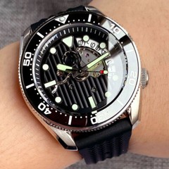 20ATM Tandorio 42.5mm Black Skeleton Dial Japan NH35A Automatic Mens Watch