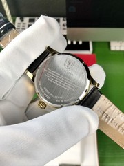 S. Coifman Men Watch SS Gold Case Black Dial Leather Strap Swiss Heritage Quartz