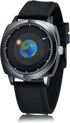 50M Waterproof World Map Watches for Men Classic Earth Globe Moon Sun Rotatin…