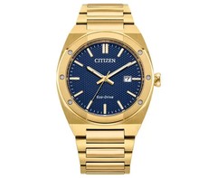 Citizen Men’s Eco-Drive Blue Dial Yellow Gold Tone Watch – BM7662-59L NEW
