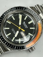 Bulova Snorkel Day-Date Automatic Watch 666 Feet Vintage Rare Devil Diver 7202-4