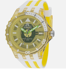 Invicta Men’s Watch Subaqua Quartz White Yellow Rubber Strap 69451 New in Box