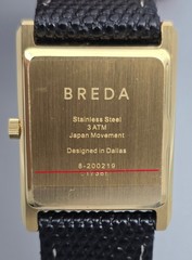 BREDA Virgil Gold Tone Tank Watch Black Leather Strap Unworn Minimalist Design