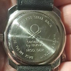 Bulova Benetton World Map Dial Quartz Analog Wristwatch Black Leather Strap