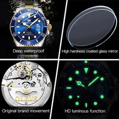 OLEVS 6650 Men Watch Classic Automatic Mechanical Watch Waterproof Luminous
