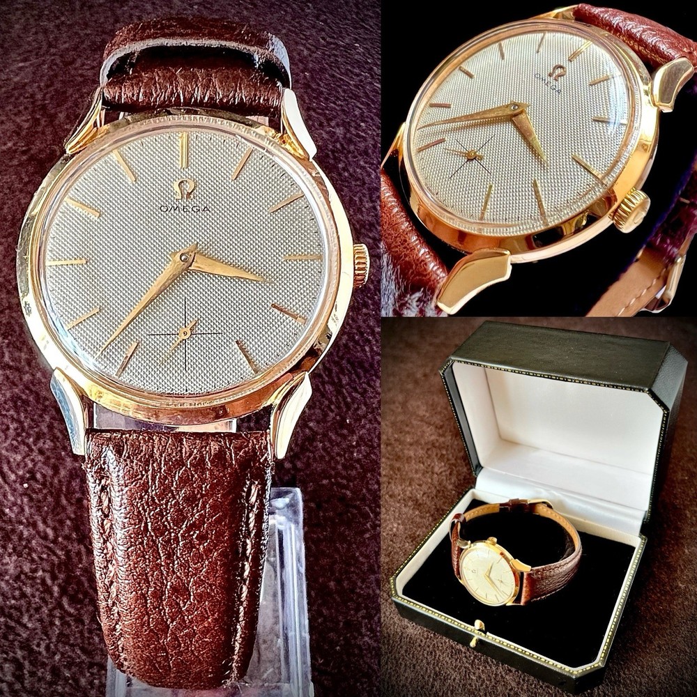 Collectible 1940s 14K Gold Omega Deville Trésor With Buffalo Calf Leather Strap