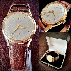 Collectible 1940s 14K Gold Omega Deville Trésor With Buffalo Calf Leather Strap