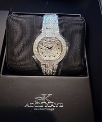 NEW IN BOX Adee Kaye Crystal Watch AK2005-L Astonish Collection Silver Tone