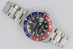 Rolex GMT-Master 1675 Pepsi Matte Black Dial Oyster Fold Over Band Circa 1973