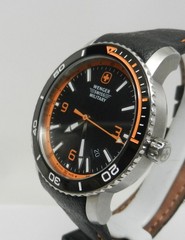Mens Wenger Victorinox Swiss Made Military Army 43mm Roadster Black Orange Watch