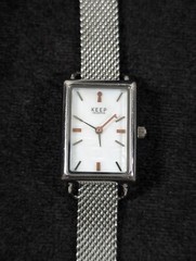 Keep Collective Womens Silver Tone Mesh Chain Watch MOP Dial 7 inch