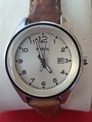 FOSSIL AM-4377 All Stainless Steel Quartz Analog Watch New Battery 4/10/2025