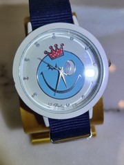 Funkotype “Happy Winky Facew Crown” Quartz Watch New Nato Navy Band 41mm 8.75″