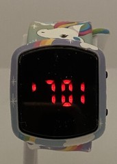 GIRLS Teens LCD WATCH NEW BATTERY Rainbow Unicorn Easy on Slap Bracelet