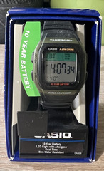 Casio Mens Watch LED Light With Afterglow Dual Time 50m Water Resistant Green