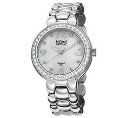 Women’s Burgi BUR084SS Swiss Mother of Pearl Diamond Silver-tone Bracelet Watch