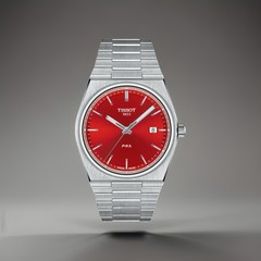 NEW TISSOT T1374101142100 PRX 40MM RED DIAL STEEL BRACELET T137.410.11.421.00