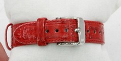 Women’s DMQ Chronograph Watch Red Leather Crystal Accents ~ Good Condition