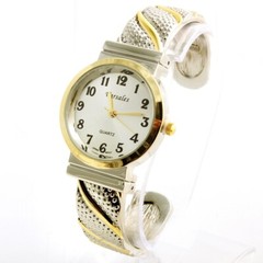 Silver and Gold Tone, 2Tone, Cuff Watch with 12 numbers