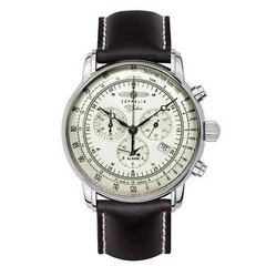 Zeppelin 8680-3 100 Years Silver Tone Dial Chronograph Watch