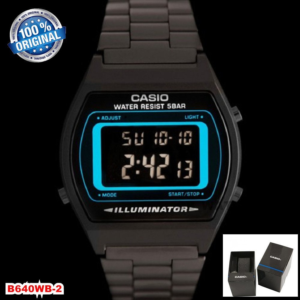 CASIO B640WB-2 Classic Digital Watch Stainless Steel Band 7 Years Battery