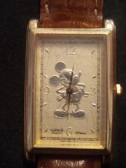 Rare Tank Style LORUS Disney Mickey Mouse Gold Tone Quartz Watch By Seiko Unisex