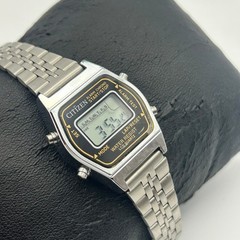 Vintage Citizen Seven Chronograph Alarm Silver-tone Digital Watch New Battery